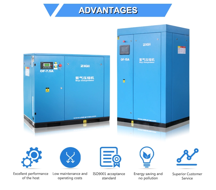 Industrial Oilless Air Cooled Silent AC Electric Stationary 8bar 10bar Low Noise Oil Free Scroll Type Air Compressors Pump for Medical Industry / Oxygen